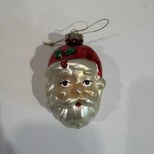 Vintage  SANTA CLAUS Head/Face Blown Mercury Glass Christmas Ornament 3.5"